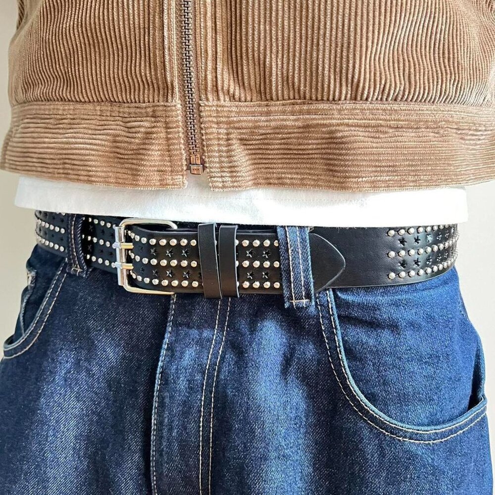 y2k 2000s studded black and silver grunge emo belt
